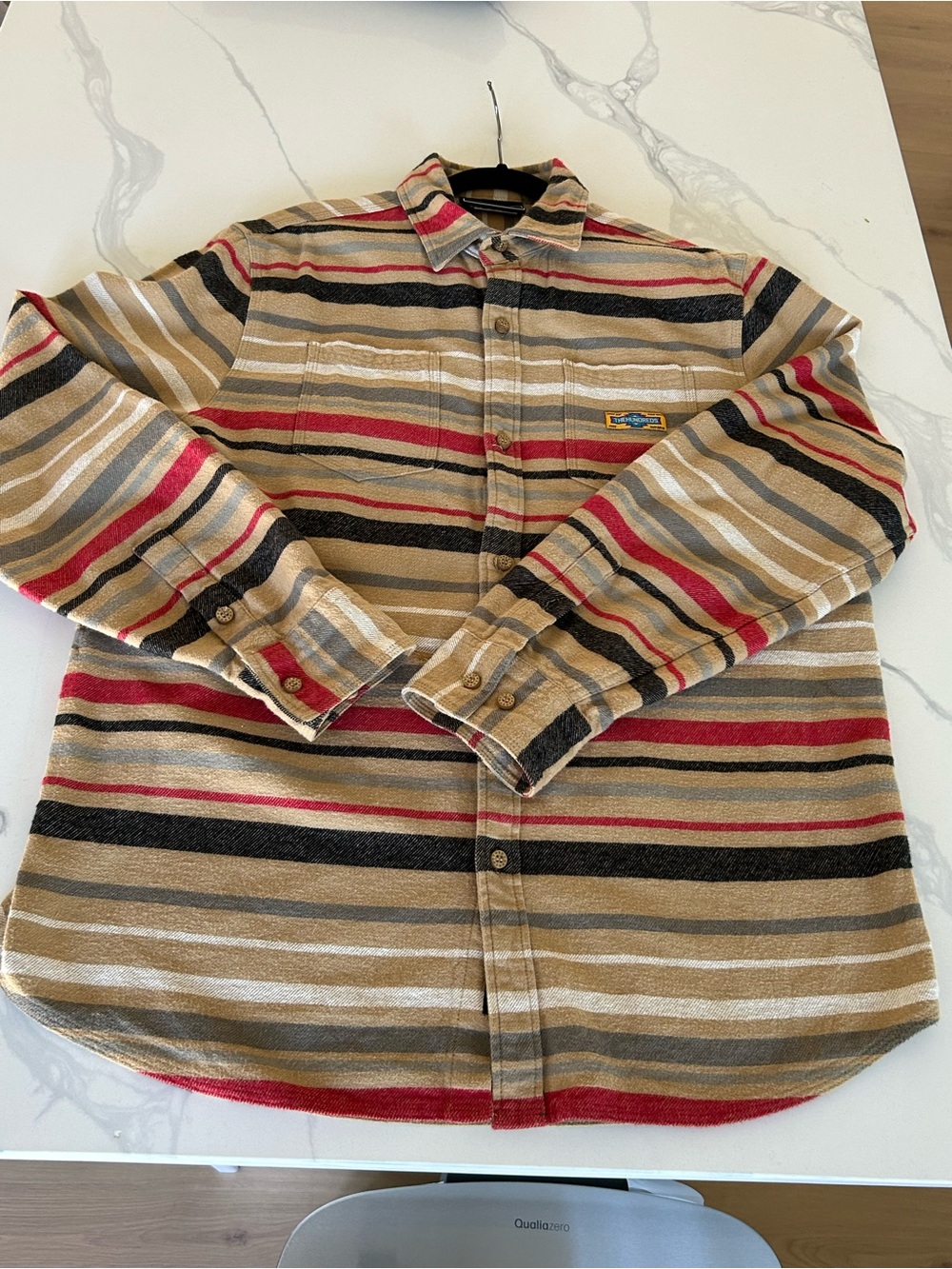 Men’s The Hundreds Beige, Red & Gray Striped Button-Up